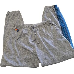 Aviator Nation 5 Stripe Sweatpants Heather Grey //Blue Sz XL